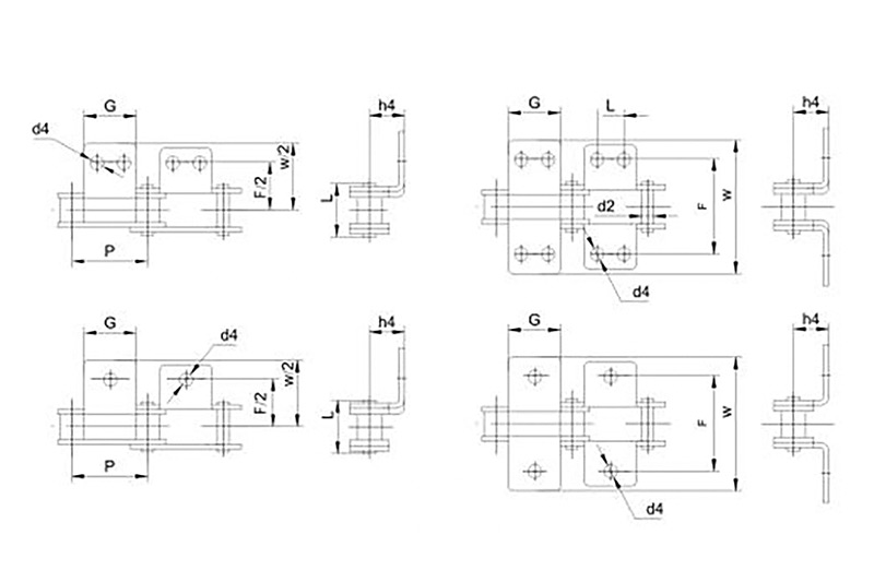 Double pitch conveyor chains attachments 1
